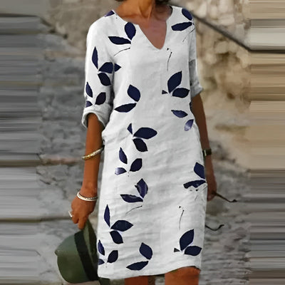 Helios - Magnifique robe d'été pour femmes avec motif de feuilles