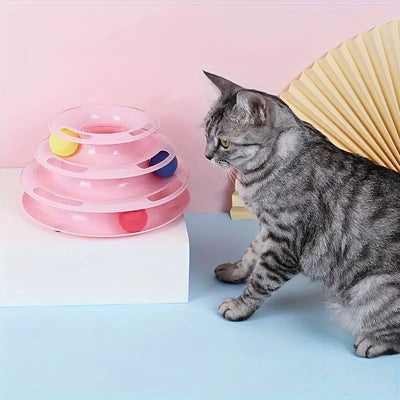 Jouet pour chats à trois niveaux - Jeu polyvalent et interactif