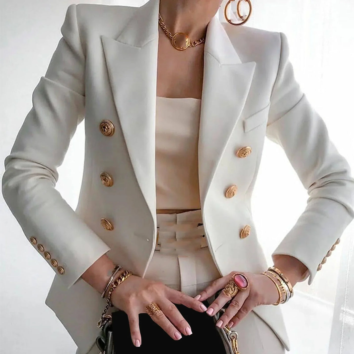 Annabelle - Blazer de costume boyfriend à manches longues et ouvertes