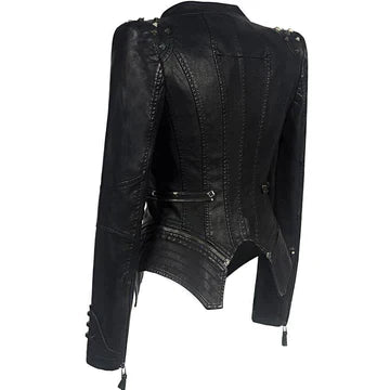 Veste en Cuir Femme Classique Élégante en Cuir Véritable