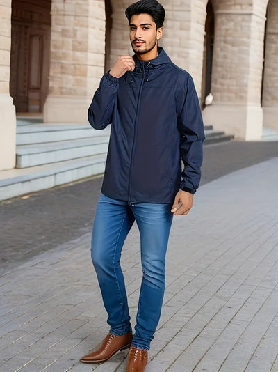Leland - Coupe-vent léger et imperméable pour hommes - Veste d'extérieur avec capuche pour l'automne/hiver