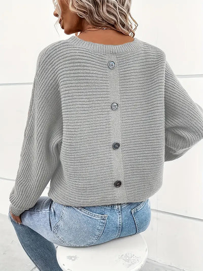 Zephyrine - Élégant Pull chauve-souris avec boutons et col rond