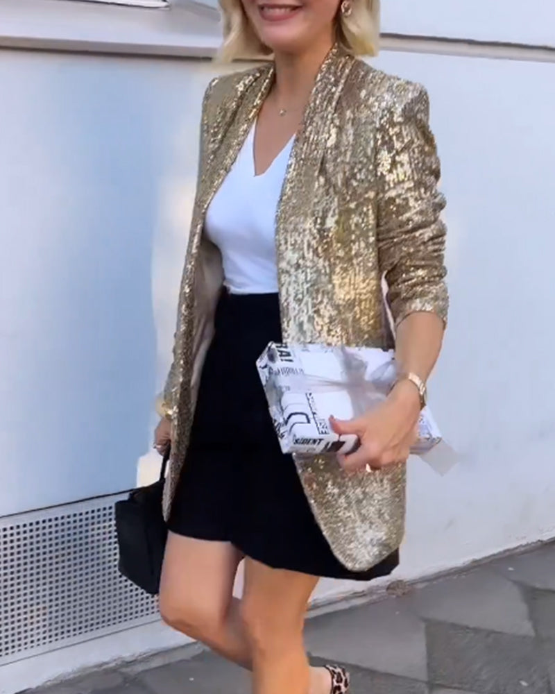 Amber - Veste à paillettes d'or et sequins