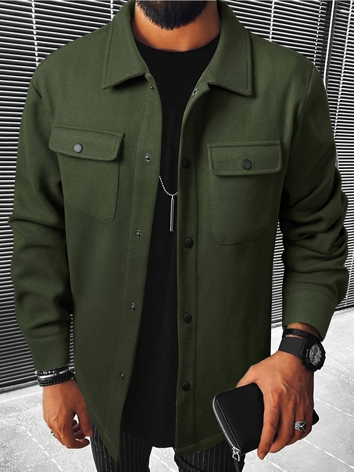 Veste Décontractée avec Poche à Rabat pour Hommes