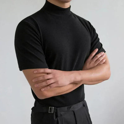Bryan - Basic T-shirt à col montant pour hommes, simple et confortable
