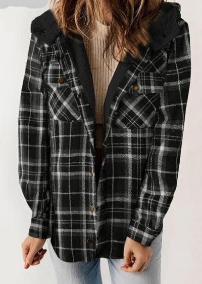 Capucine - Manteau à capuche en tissu écossais