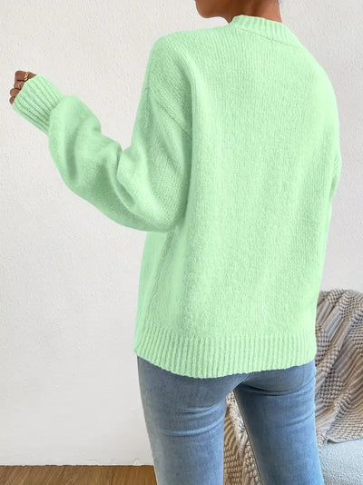 Agatha - Pull décontracté à manches longues et col rond pour femmes
