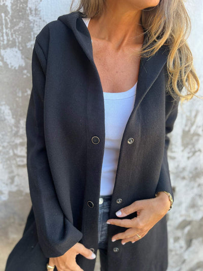 Delphina - Blazer décontracté à une rangée de boutons avec capuche