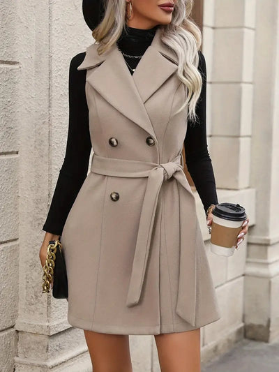 Adeline - Manteau gilet ceinturé à double boutonnage Clasi