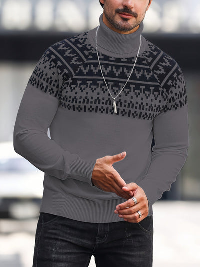 Kason - Classic Nordic Pull à col roulé pour hommes