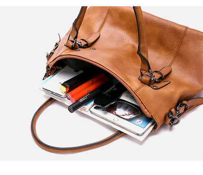 Danna - Sac à Main Grande Capacité Vintage en Cuir Souple avec Bandoulière