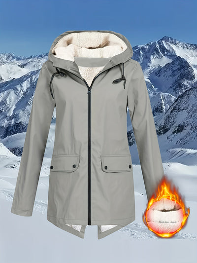 Veste à capuche zippée à poches rabattues pour femmes