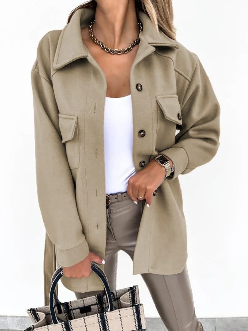 Emma - manteau d'été long, léger et coupe-vent en laine