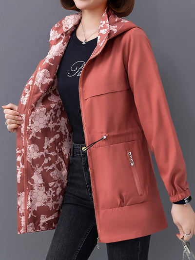 Kayleigh - Manteau à capuche élégant à double face avec poches pour femmes