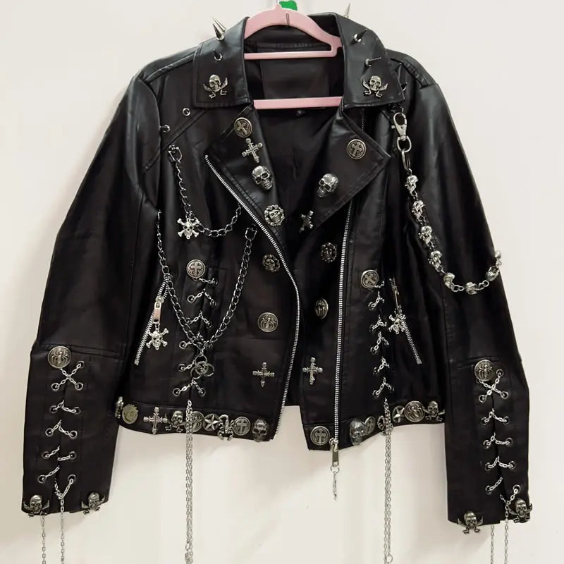 Raven Skull Leren Gothic Jas – Éveillez votre Côté Sombre
