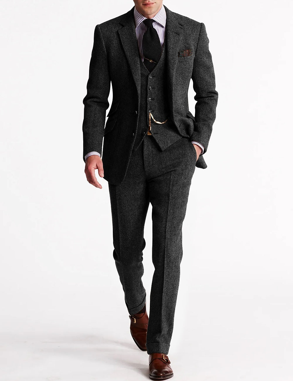 Brady - Costumes de smoking trois pièces en tweed traditionnel pour hommes