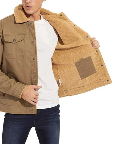 Veste Hiver Homme Vert Armée Sherpa Imperméable Résistante