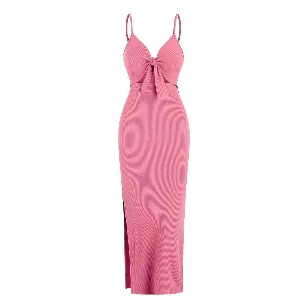 Sobekneferu | Brown V-neck Maxi Dress for Women