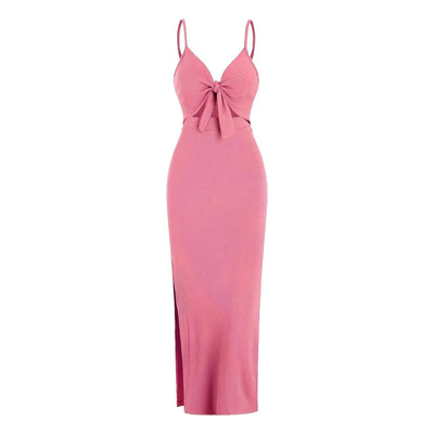 Sobekneferu | Brown V-neck Maxi Dress for Women