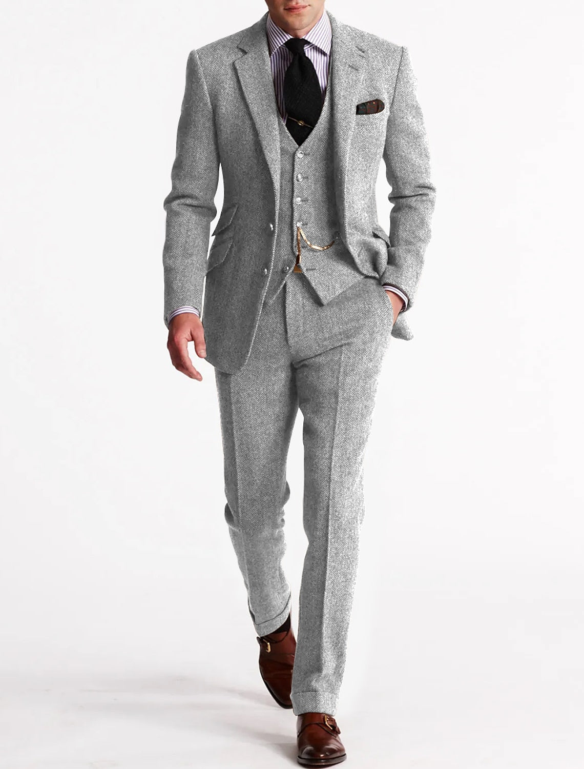 Brady - Costumes de smoking trois pièces en tweed traditionnel pour hommes