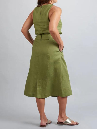 SoClo - Robe sans manches avec ceinture et boutons