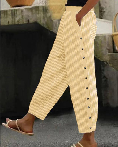 Promise - Pantalon à rayures en coton et lin pour femme