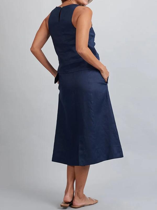 SoClo - Robe sans manches avec ceinture et boutons