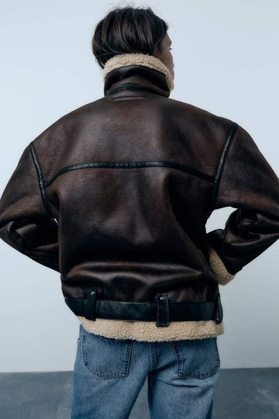 Nilam | Veste d'hiver en simili cuir pour femmes
