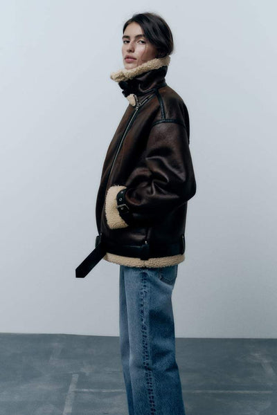 Nilam | Veste d'hiver en simili cuir pour femmes