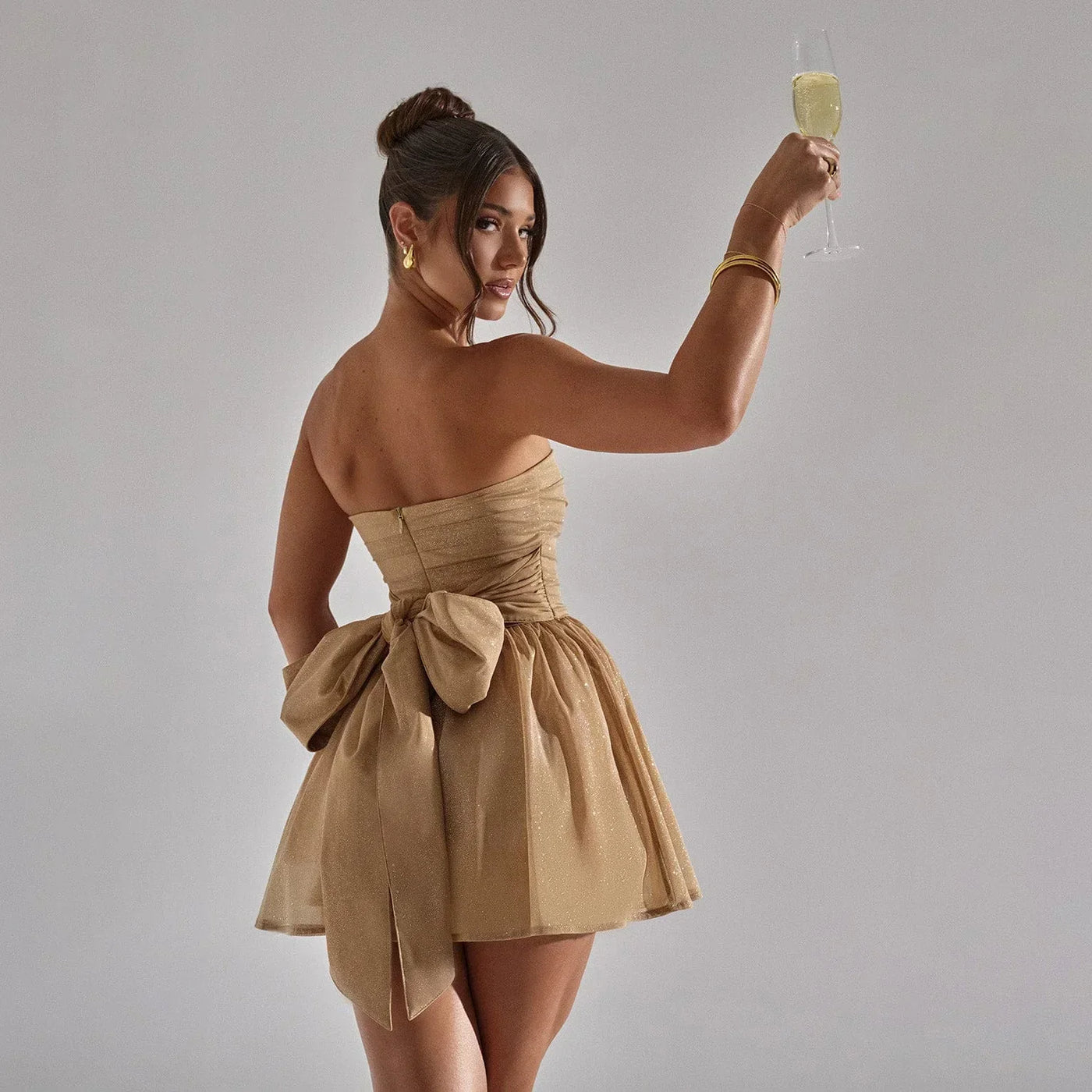 Gyneth | Robe Scintillante avec Grand Nœud pour Femmes