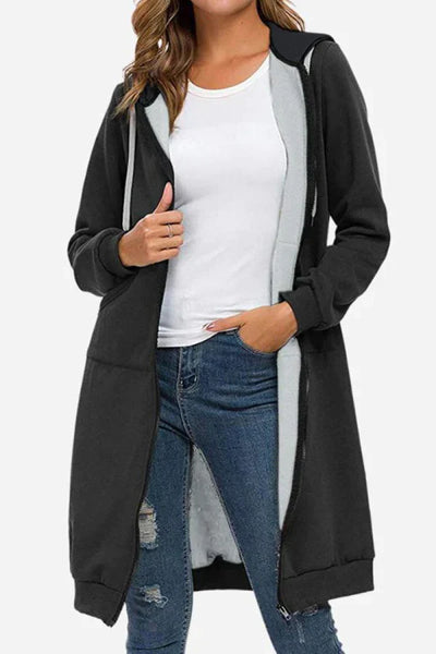 ALDA | Sweat à capuche long zippé