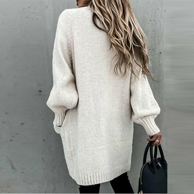 Anya - Cardigan long et doux pour femme, coupe décontractée