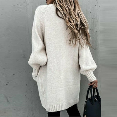 Anya - Cardigan long et doux pour femme, coupe décontractée