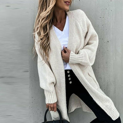 Anya - Cardigan long et doux pour femme, coupe décontractée