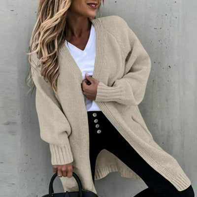 Anya - Cardigan long et doux pour femme, coupe décontractée
