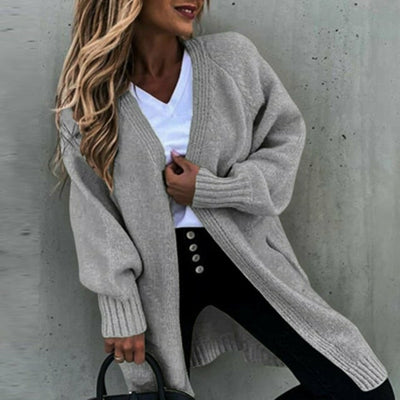 Anya - Cardigan long et doux pour femme, coupe décontractée