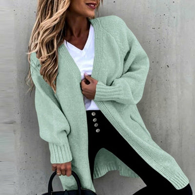 Anya - Cardigan long et doux pour femme, coupe décontractée