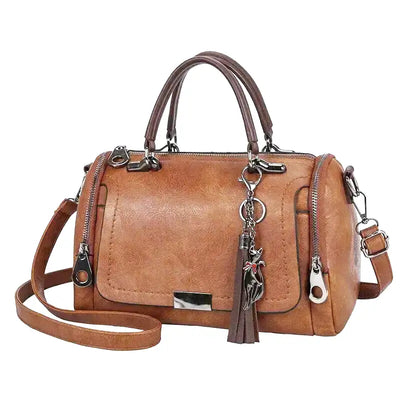 Eleanora - Sac à Main Spacieux en Cuir Souple avec Sangle et Fermeture Eclair