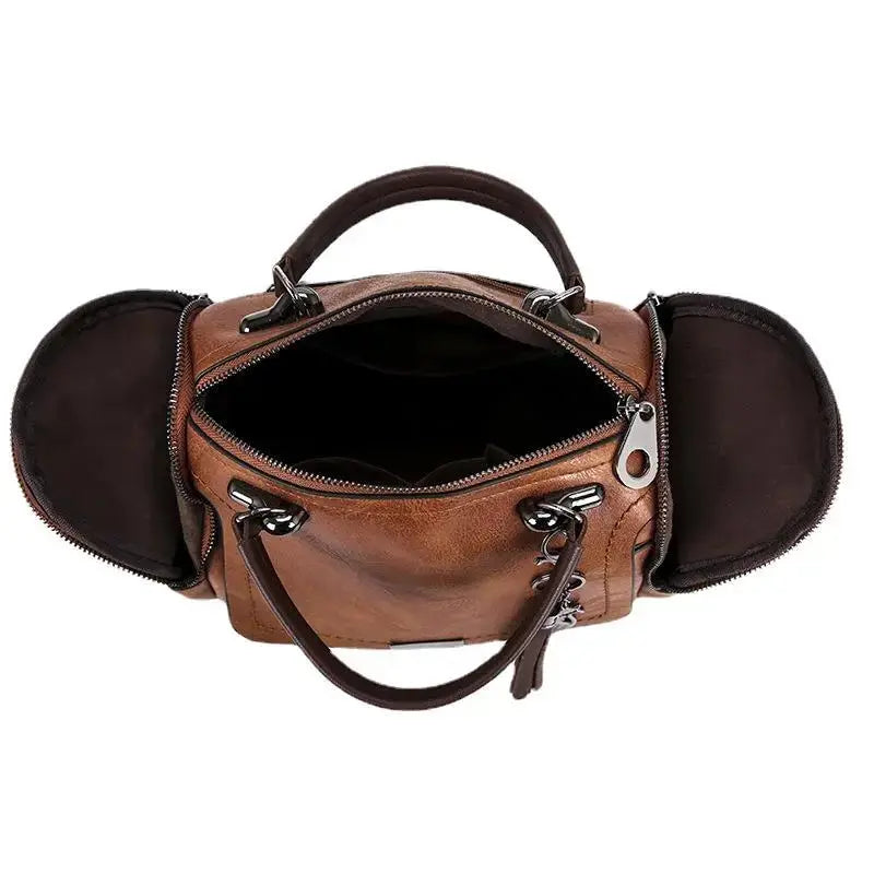 Eleanora - Sac à Main Spacieux en Cuir Souple avec Sangle et Fermeture Eclair