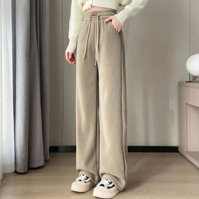 Alice - Pantalon en velours côtelé coupe droite avec doublure polaire épaisse
