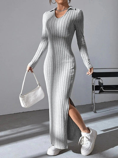 Angela - Robe en tricot à manches longues et coupe ajustée pour femme