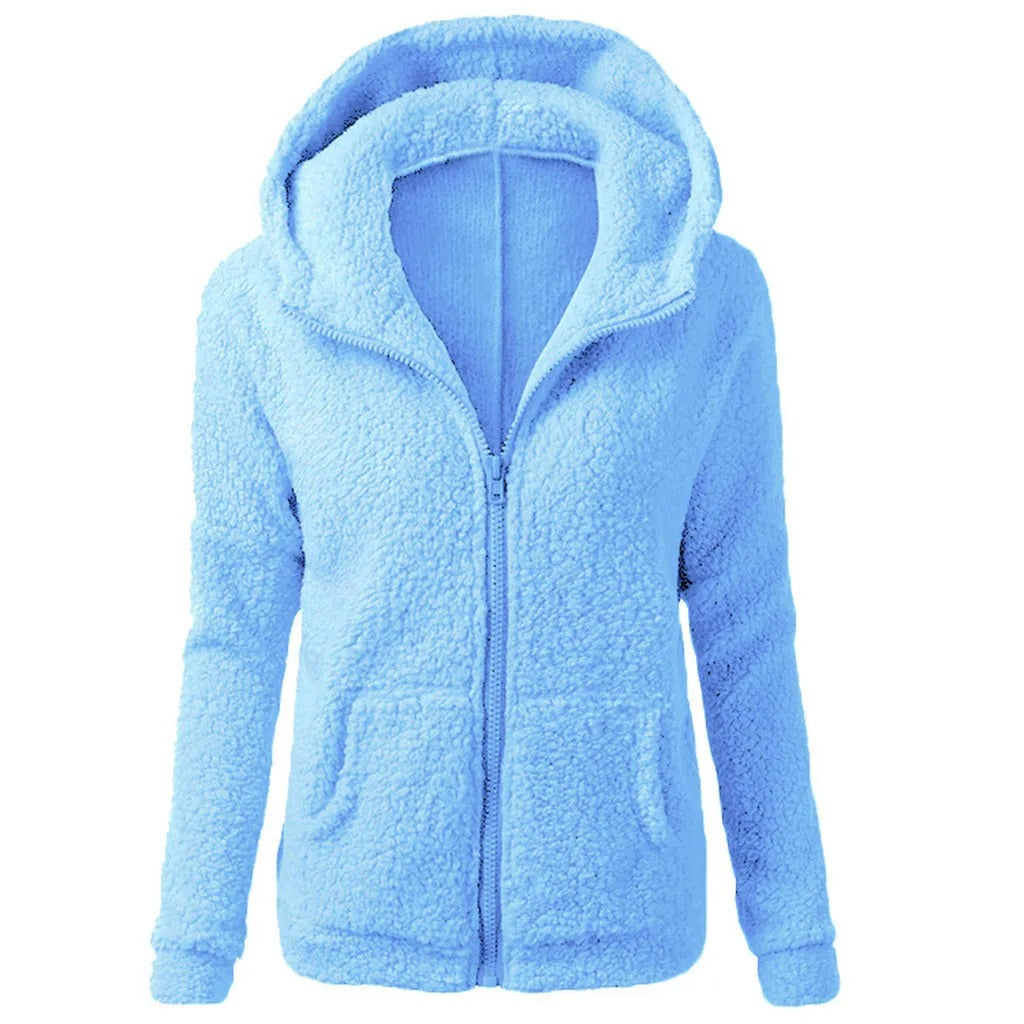 Veste d'hiver à capuche en polaire pour femmes