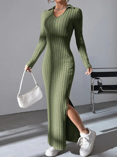 Angela - Robe en tricot à manches longues et coupe ajustée pour femme