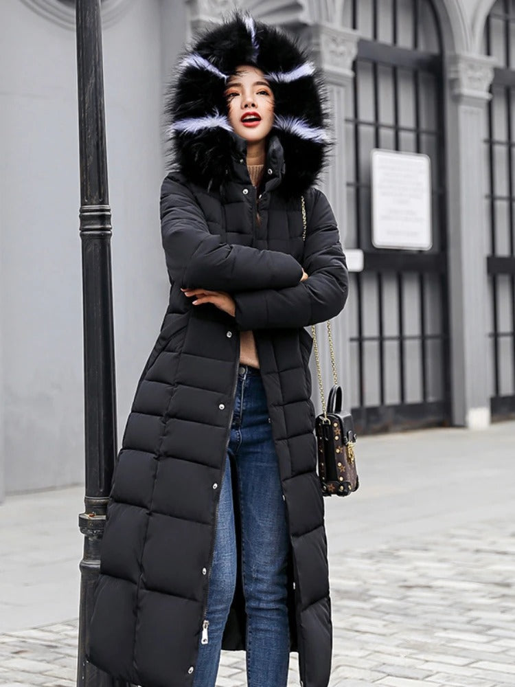 Amiyah - Manteau d'hiver plus long et chaud avec ceinture pour femmes