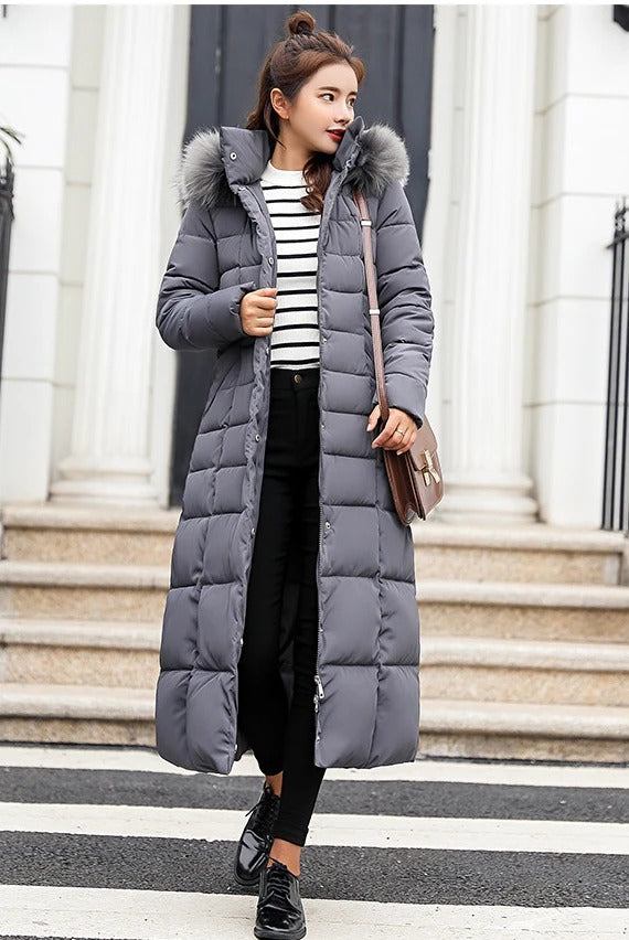 Amiyah - Manteau d'hiver plus long et chaud avec ceinture pour femmes