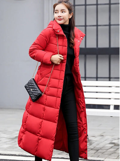 Amiyah - Manteau d'hiver plus long et chaud avec ceinture pour femmes