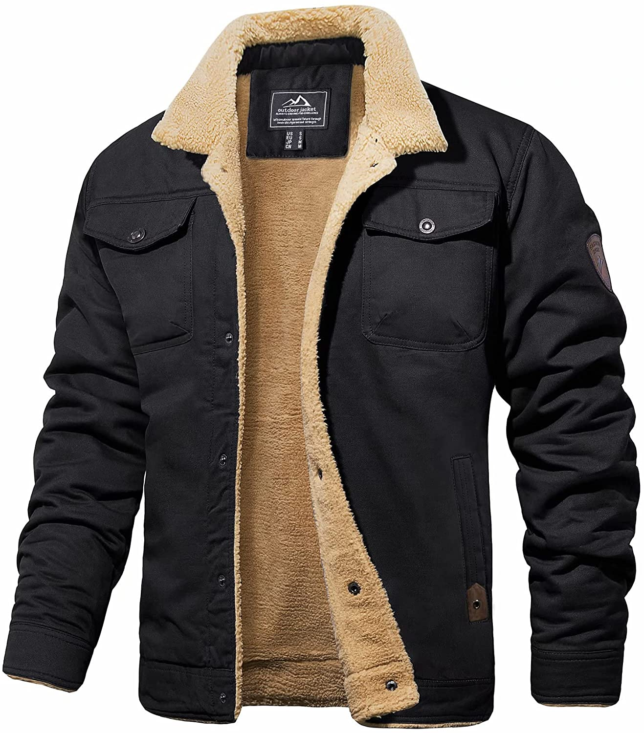 Veste Hiver Homme Vert Armée Sherpa Imperméable Résistante