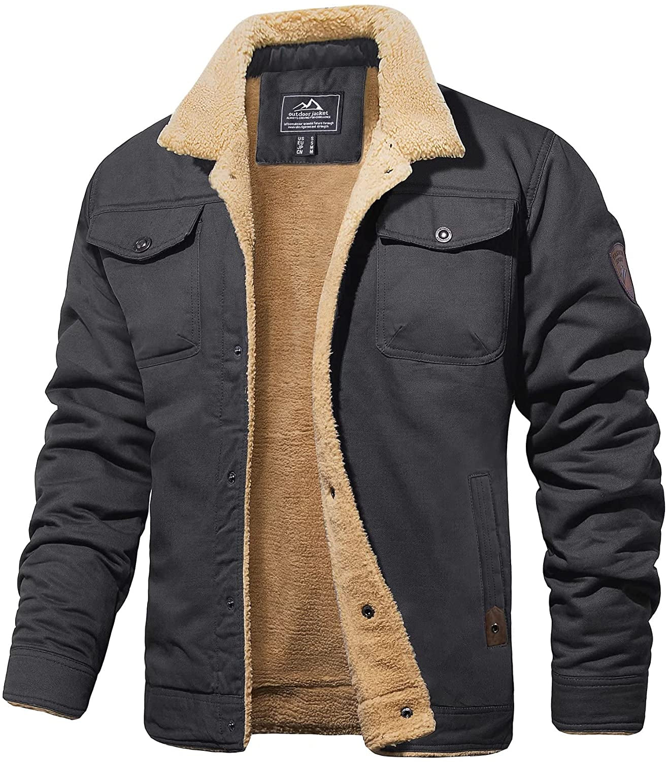 Veste Hiver Homme Vert Armée Sherpa Imperméable Résistante