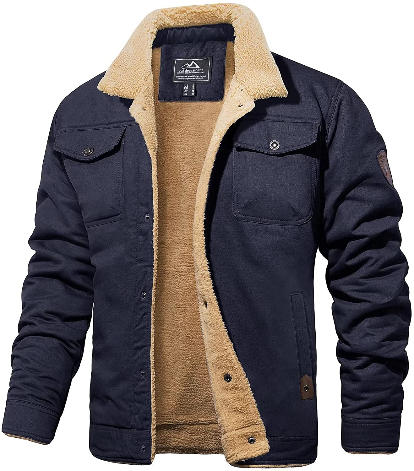 Veste Hiver Homme Vert Armée Sherpa Imperméable Résistante