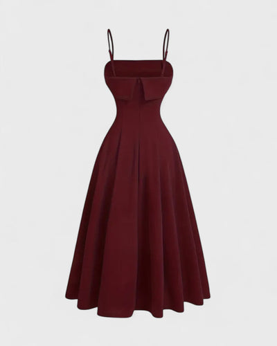 Victoire | Robe midi à perles fines et bretelles croisées